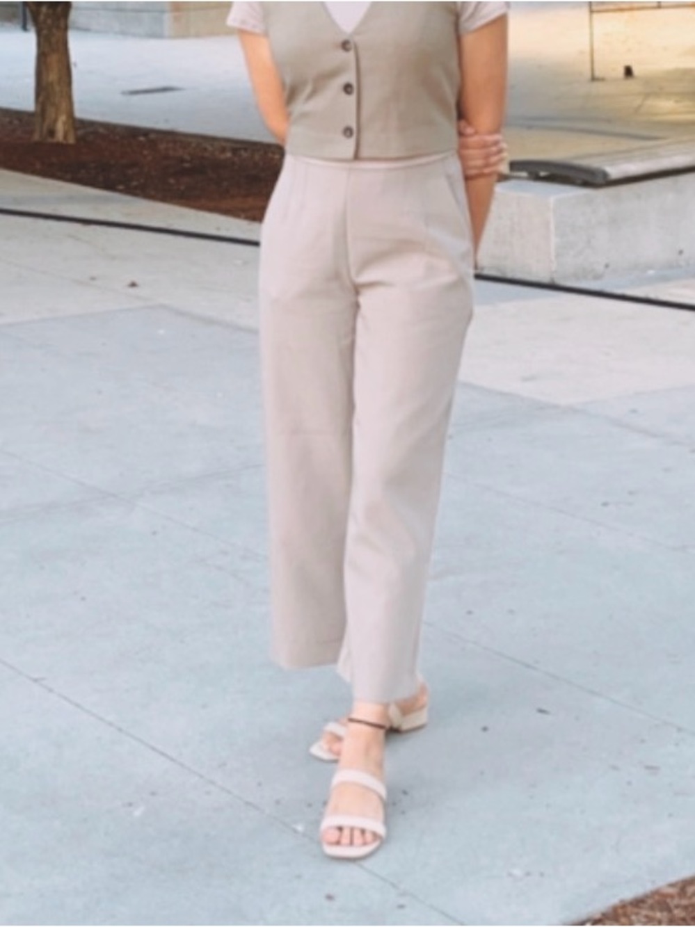 Dynamite Wide-Leg High-Waist Pants in Light Beige